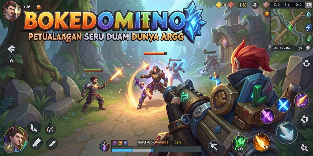 Tangkapan layar BOKEDOMINO menampilkan aksi seru dalam pertempuran ARPG.