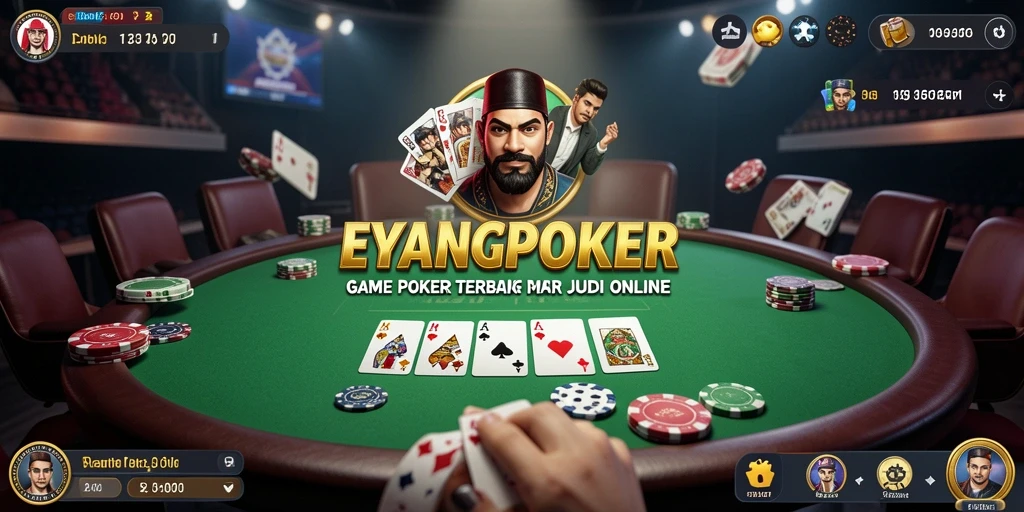 Tampilan gameplay seru dalam EYANGPOKER saat bermain Poker.