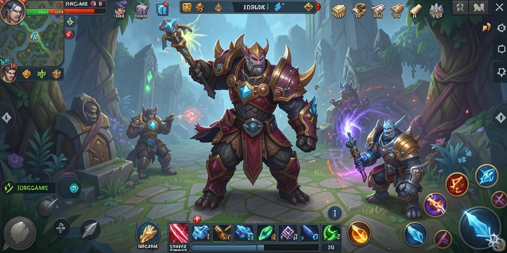 Tangkapan layar gameplay <strong>IDRGAME</strong> menampilkan pertempuran epik di dunia yang kaya.
