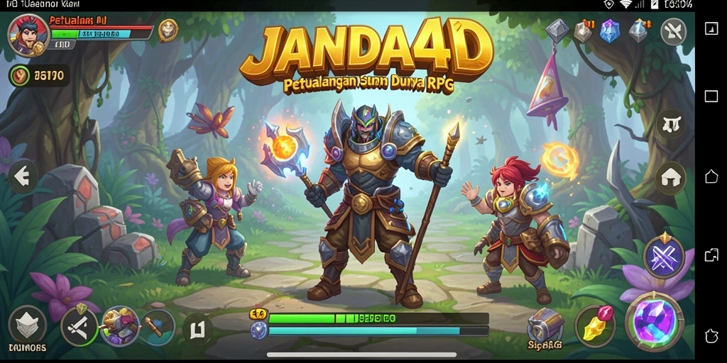 Tampilan gameplay RPG seru di JANDA4D dengan karakter dan pertempuran.