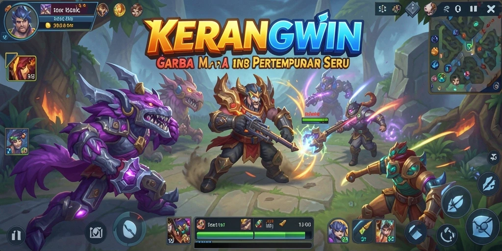Tampilan gameplay seru dari KERANGWIN dalam pertempuran MOBA.