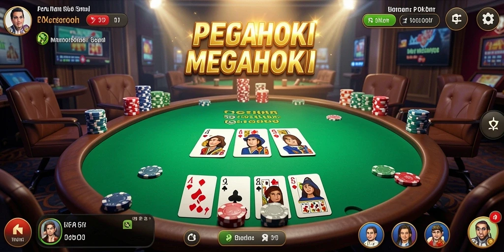 Tampilan gameplay poker seru di MEGAHOKI.