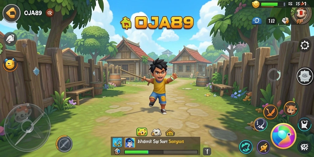 Pengguna menikmati tampilan warna-warni OJA89 dalam gameplay yang santai.