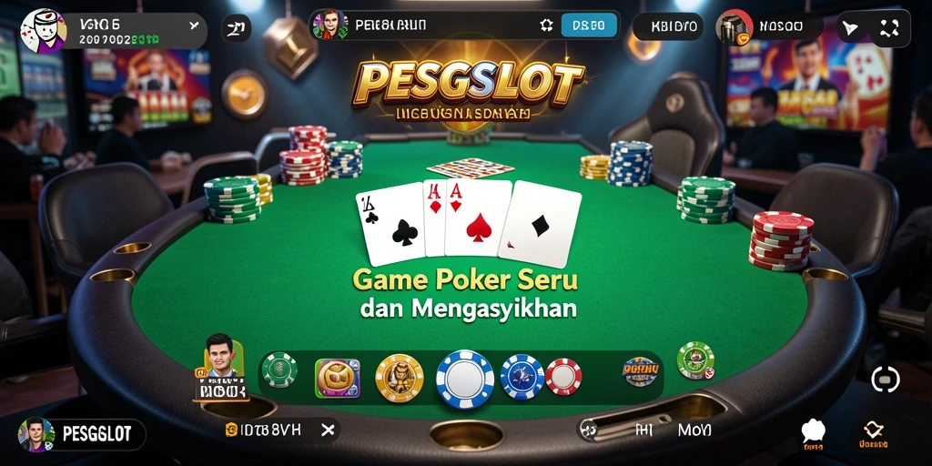 Screenshot utama PESGSLOT menampilkan gameplay Poker yang mendebarkan.