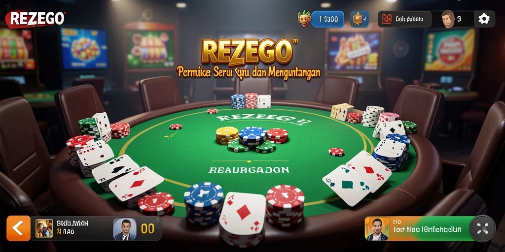 Screenshot gameplay REZEGO dengan grafis poker yang menarik.