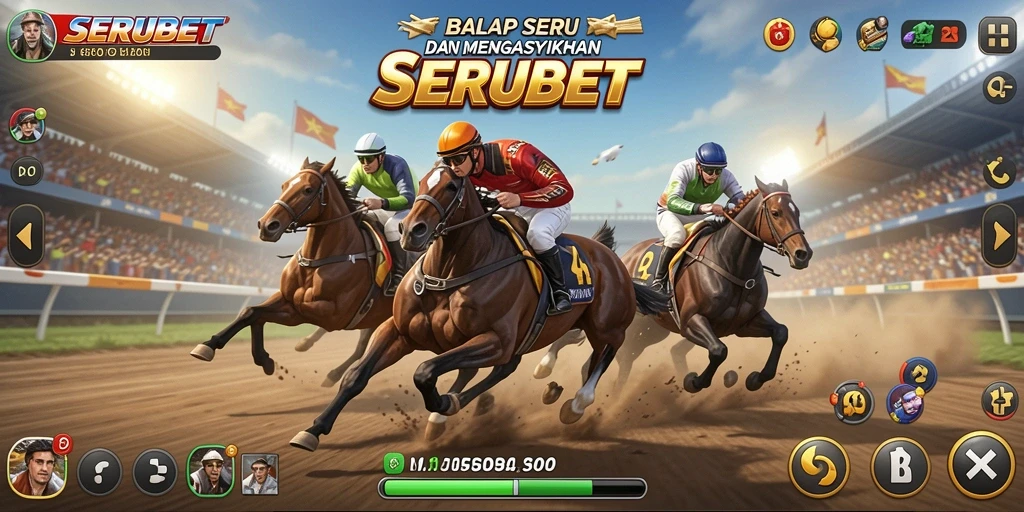 Tampilan gameplay Racing yang mendebarkan dari SERUBET.