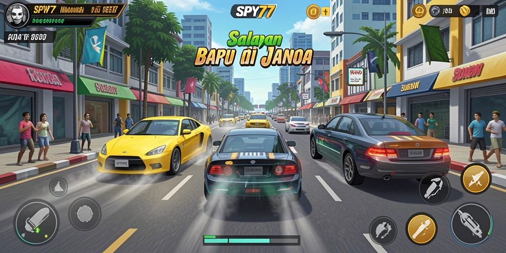 Gambaran gameplay SPY77 dengan aksi balapan yang mendebarkan.