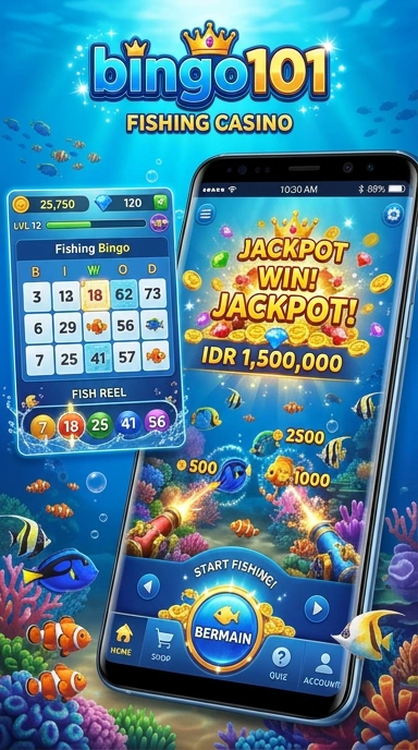 Tampilan antarmuka pengguna aplikasi bingo101.